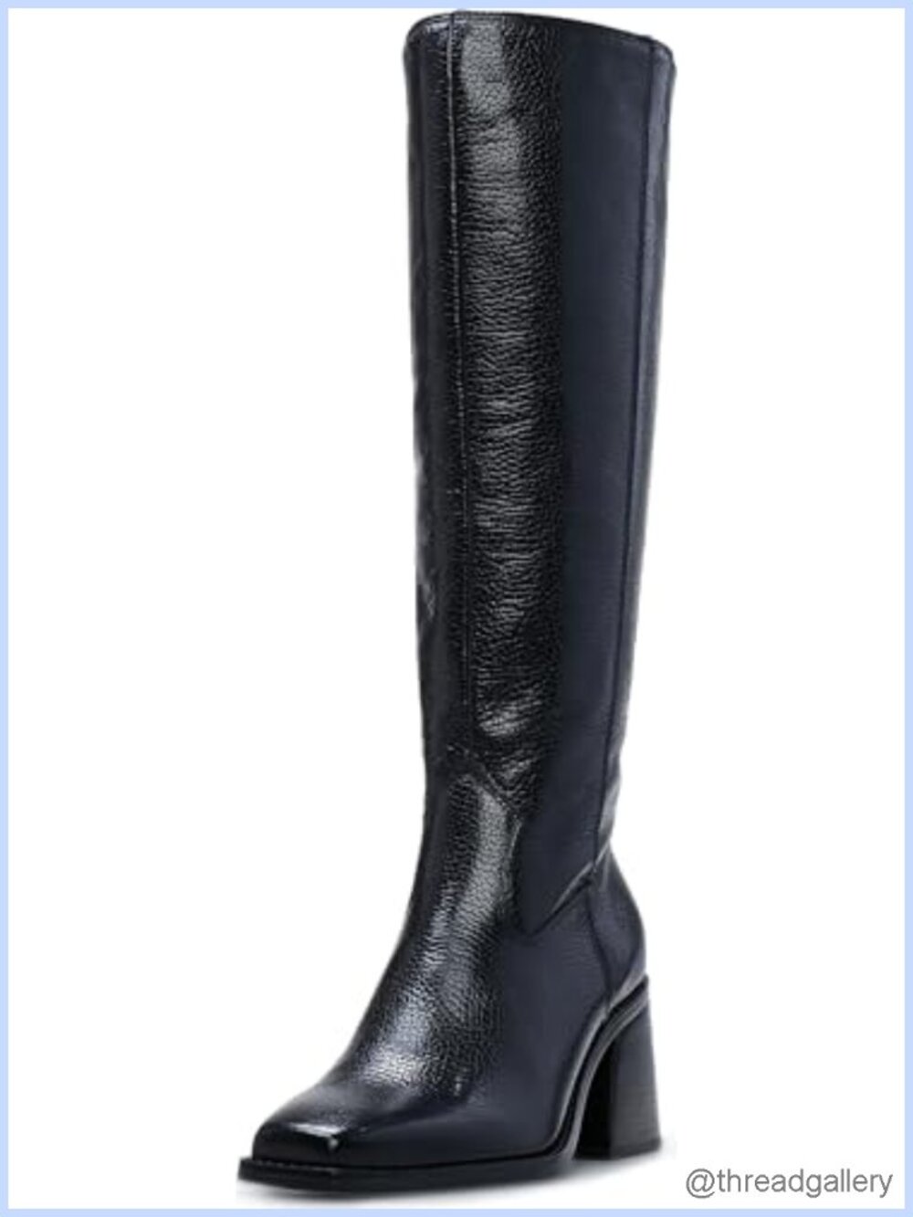 Knee High Boot Square Toe Block Heel Leather Suede Fall